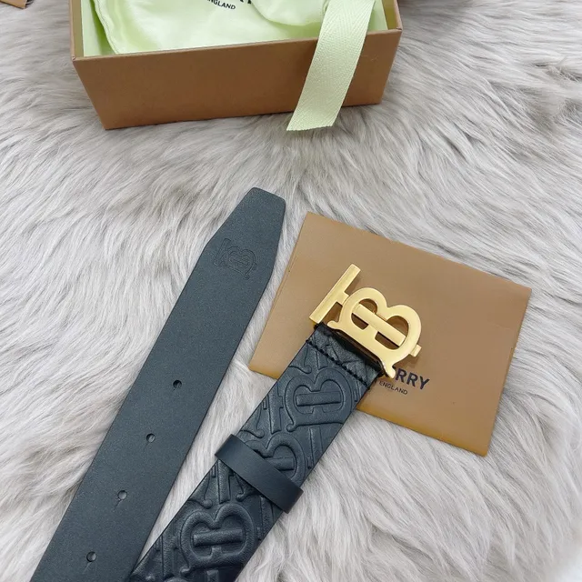 Burberry Knight Embossed Monogram Black Leather Belt 6