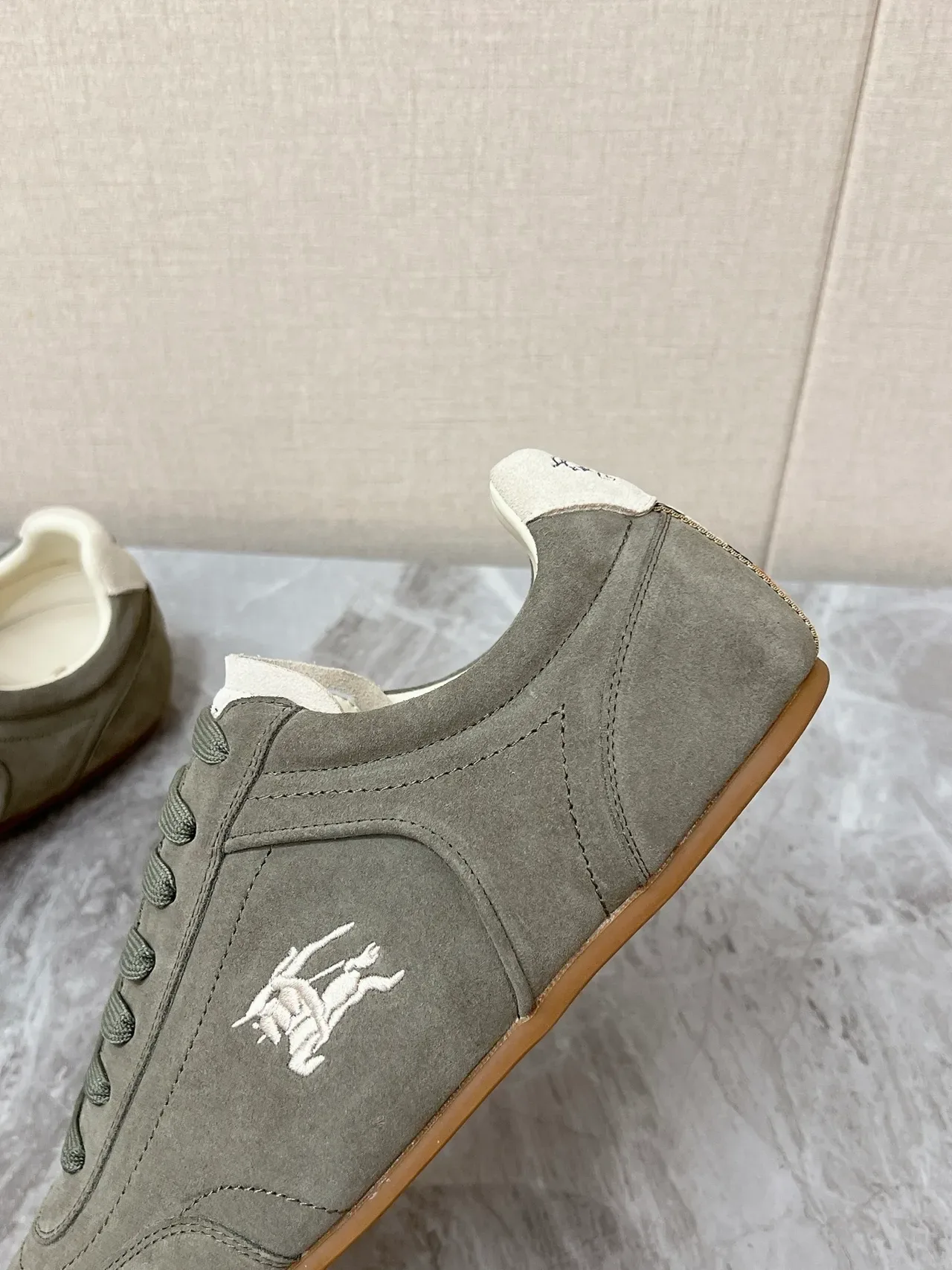 Burberry Knight Olive Green Suede Lifestyle Sneakers 3