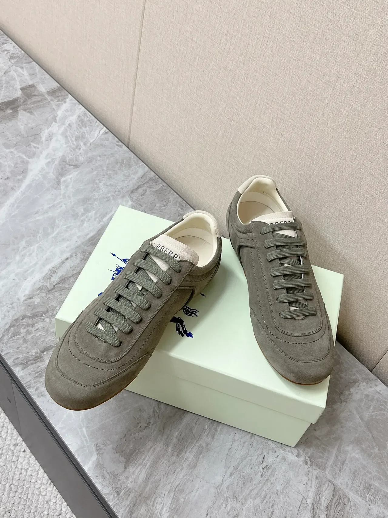 Burberry Knight Olive Green Suede Lifestyle Sneakers 5