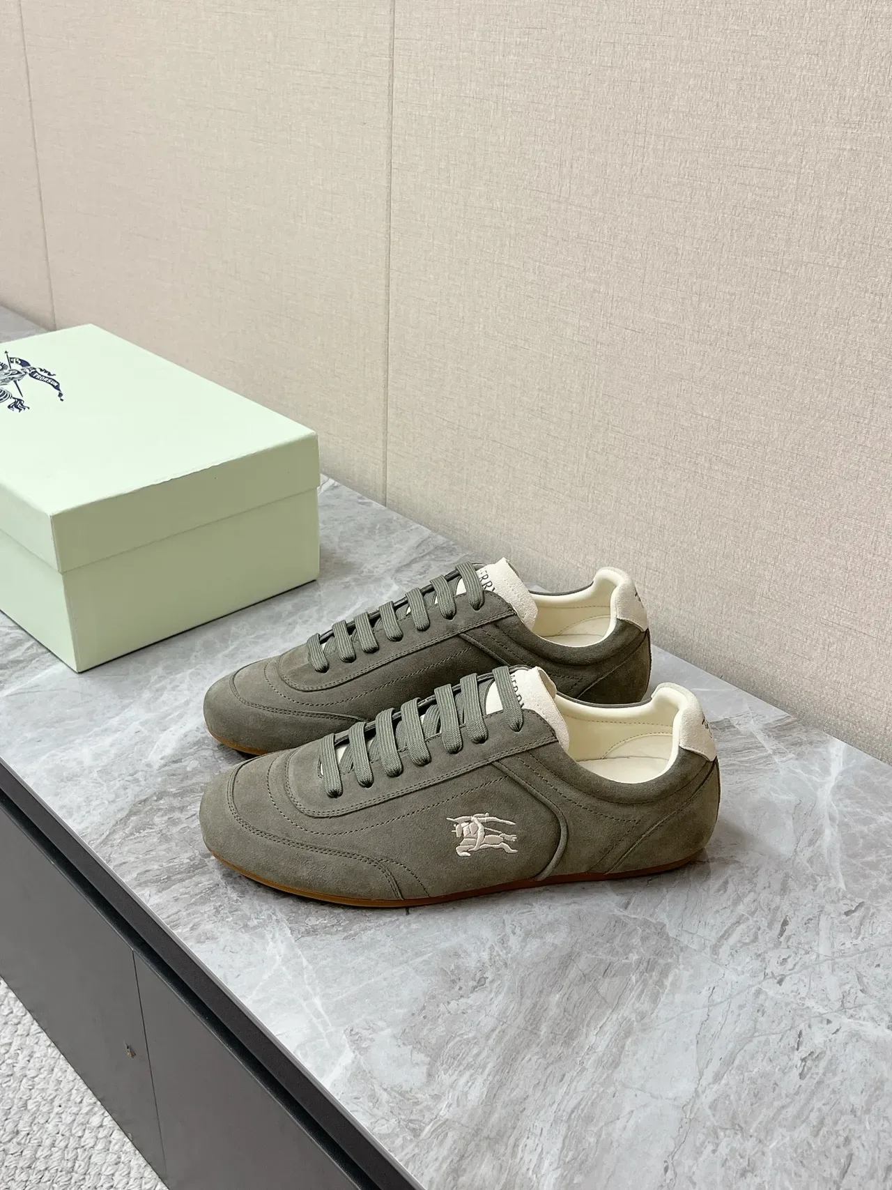 Burberry Knight Olive Green Suede Lifestyle Sneakers 6