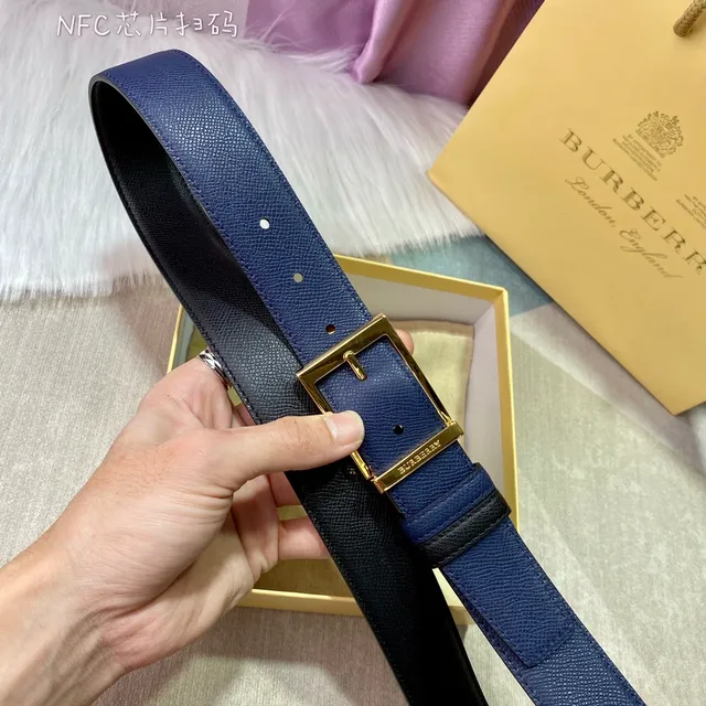 Burberry Knight Reversible Pebbled Leather Belt 4