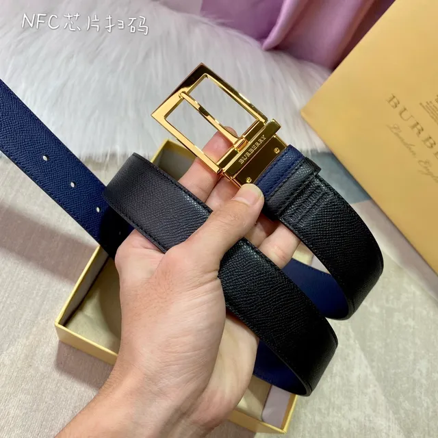 Burberry Knight Reversible Pebbled Leather Belt 6