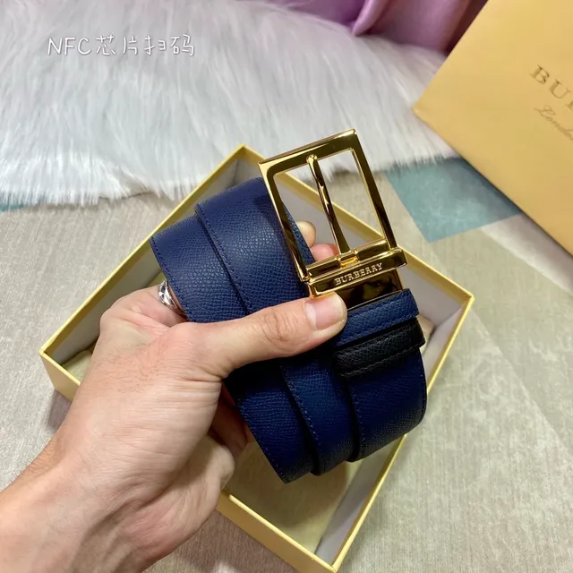 Burberry Knight Reversible Pebbled Leather Belt 8