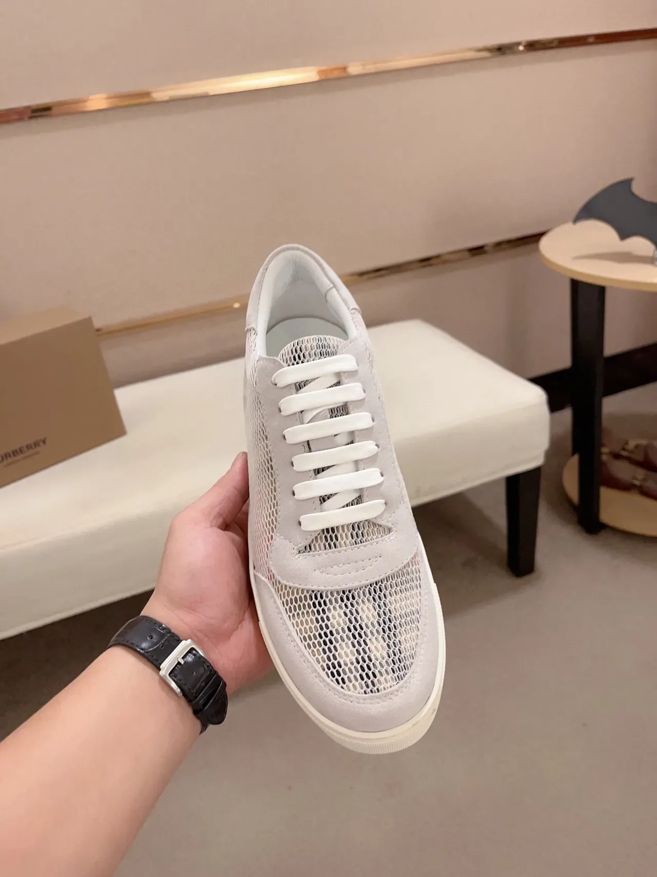 Burberry sneakers lifestyle mesh et daim House Check 4