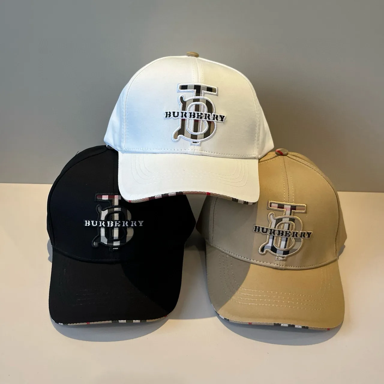Burberry Monogram Embroidered Beige Baseball Cap 2