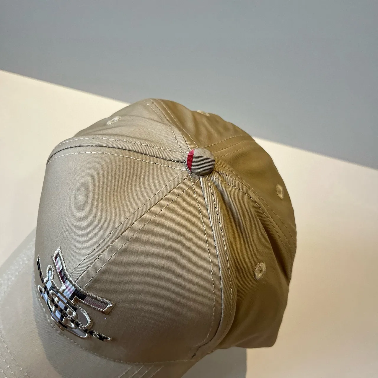 Burberry Monogram Embroidered Beige Baseball Cap 5