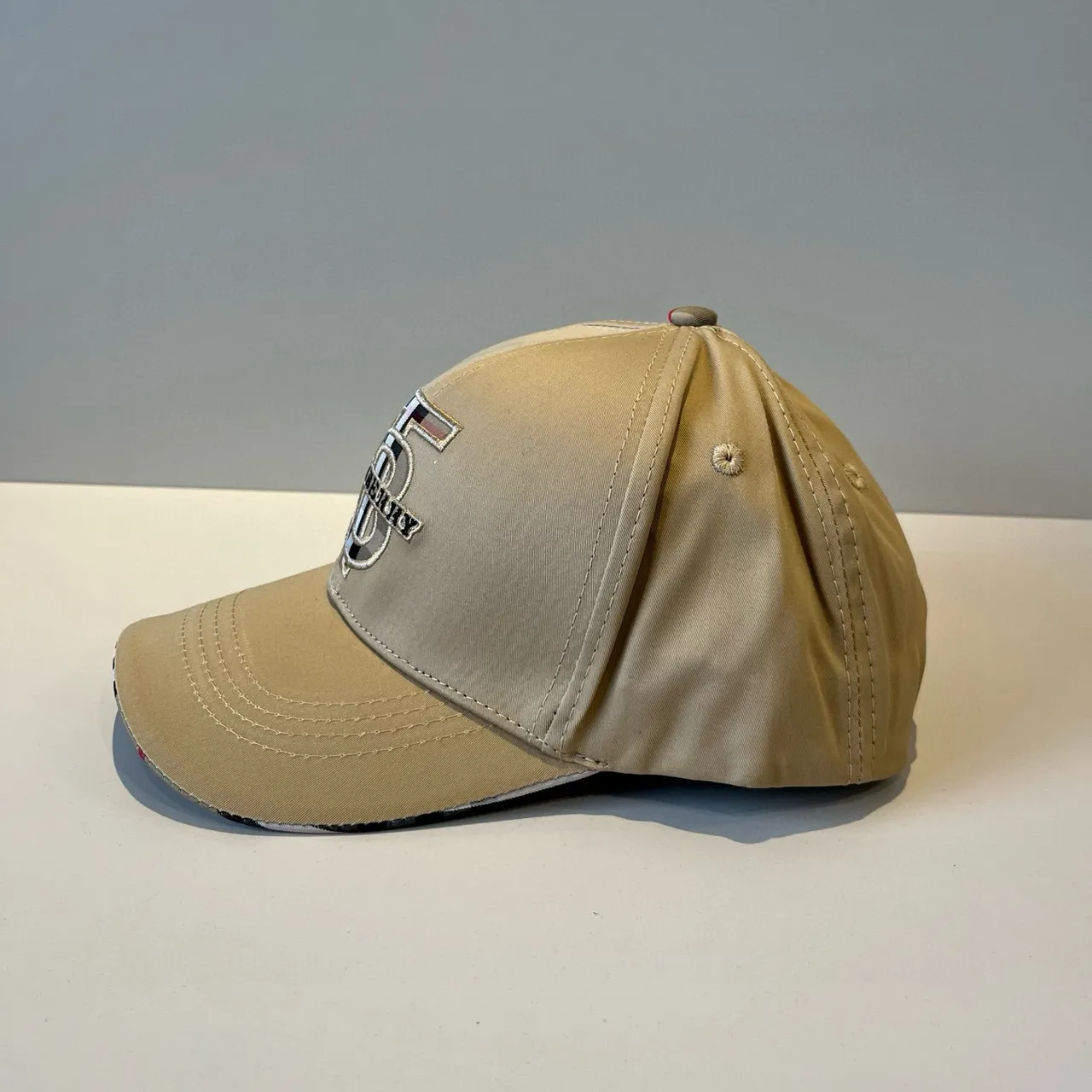 Burberry Monogram Embroidered Beige Baseball Cap 7