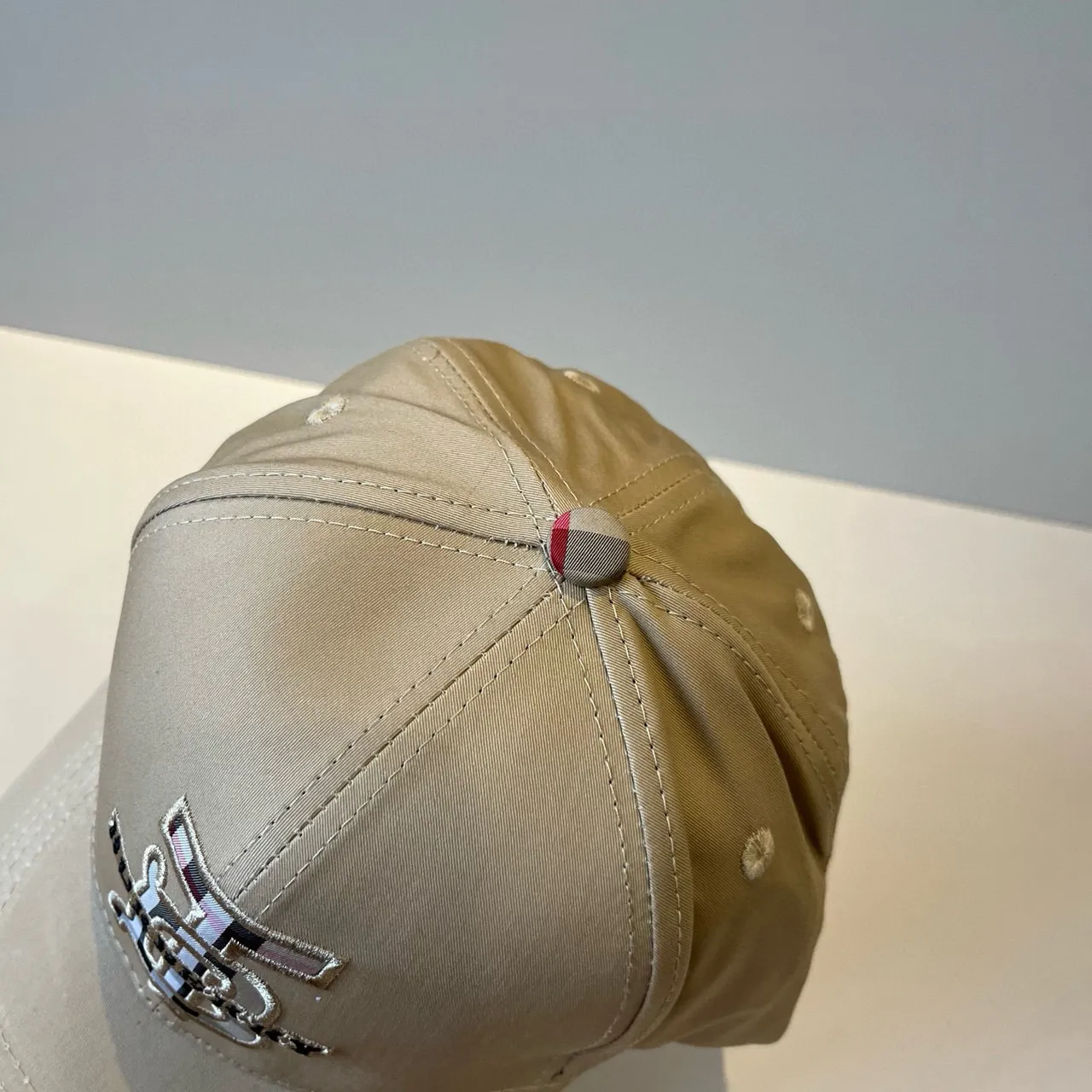 Burberry Monogram Embroidered Beige Baseball Cap 8