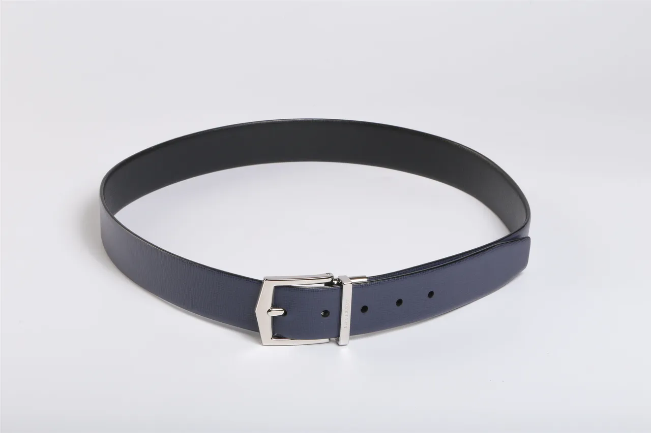 Burberry Bleu marine Noir Réversible Texturé Saffiano Cuir Ceinture 8