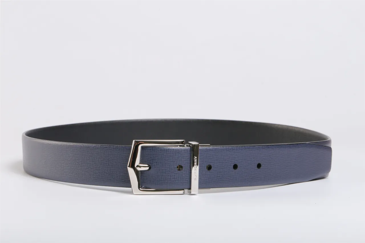 Burberry Bleu marine Noir Réversible Texturé Saffiano Cuir Ceinture 9