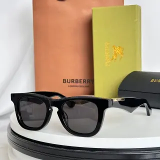 Burberry Rectangular Glossy Black Acetate Sunglasses