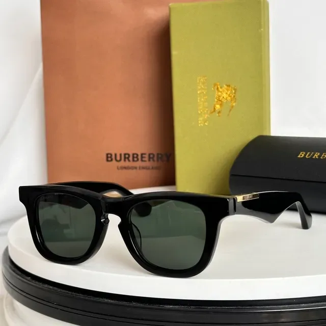 Burberry Rectangular Glossy Black Acetate Sunglasses 6