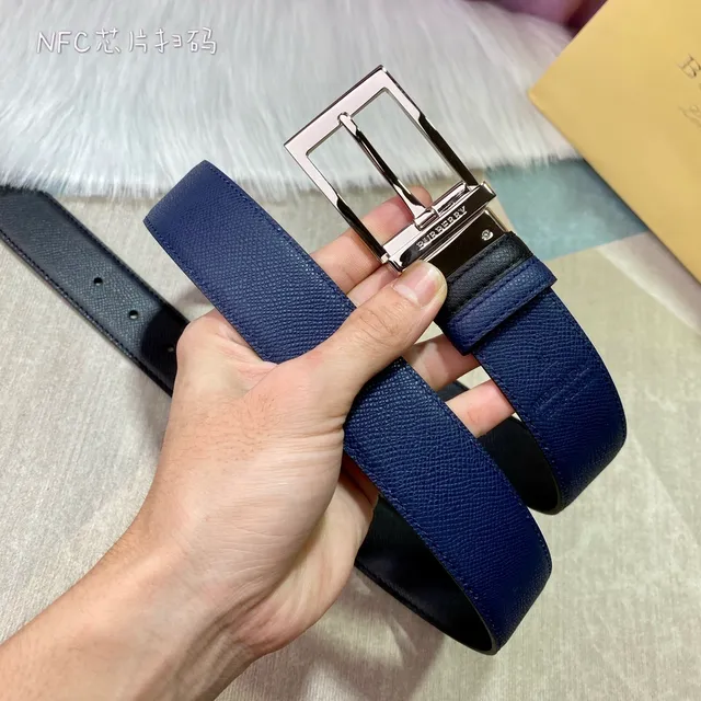 Burberry রিভার্সিবল কালো এবং নেভি চামড়ার বেল্ট 6