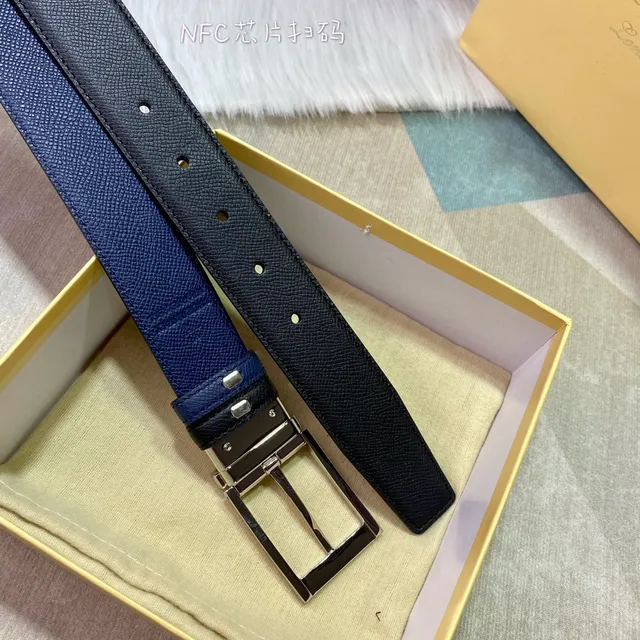 Burberry রিভার্সিবল কালো এবং নেভি চামড়ার বেল্ট 7