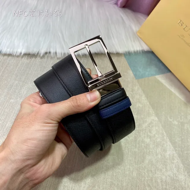 Burberry রিভার্সিবল কালো এবং নেভি চামড়ার বেল্ট 8