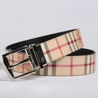 Burberry प्रतिलोम House Check भूरा लाल काला चमड़े की पट्टी
