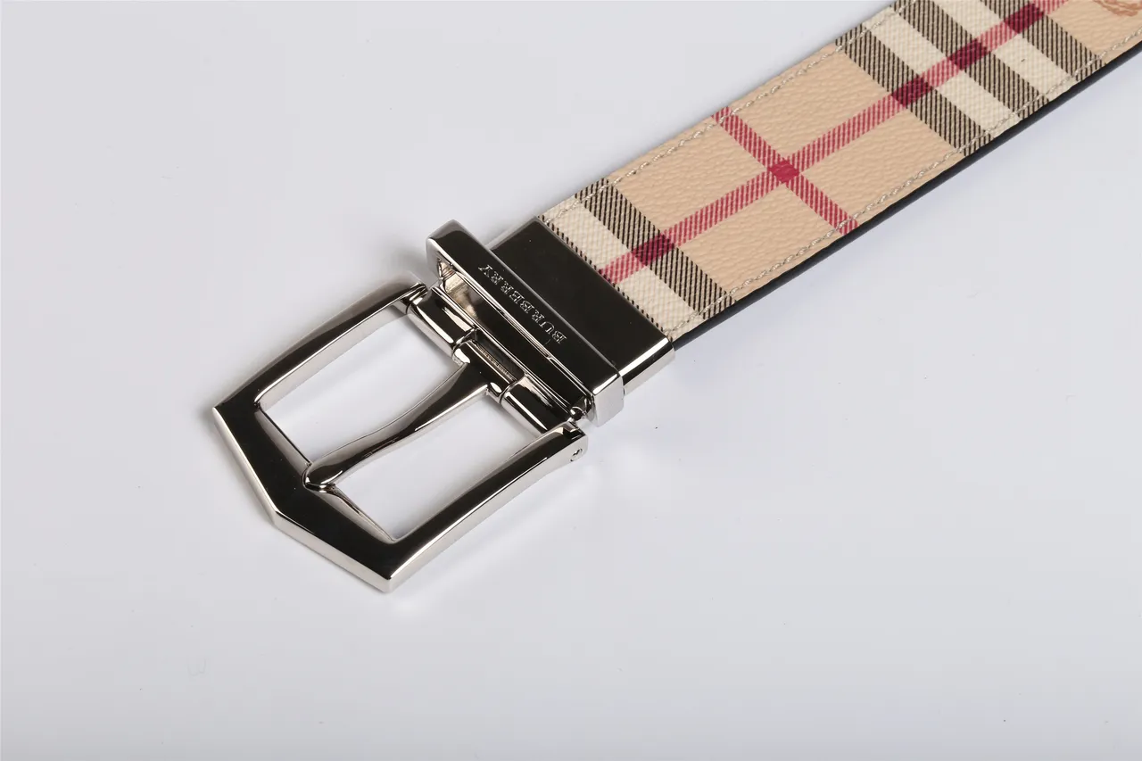 Burberry Reversible House Check Beige Red Black Leather Belt 3
