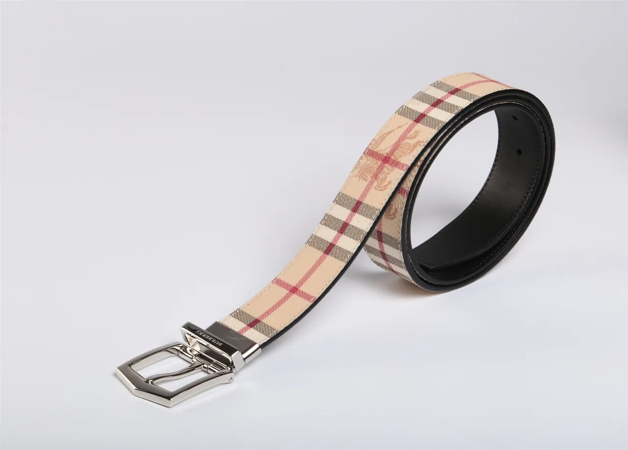 Burberry Reversible House Check Beige Red Black Leather Belt 4