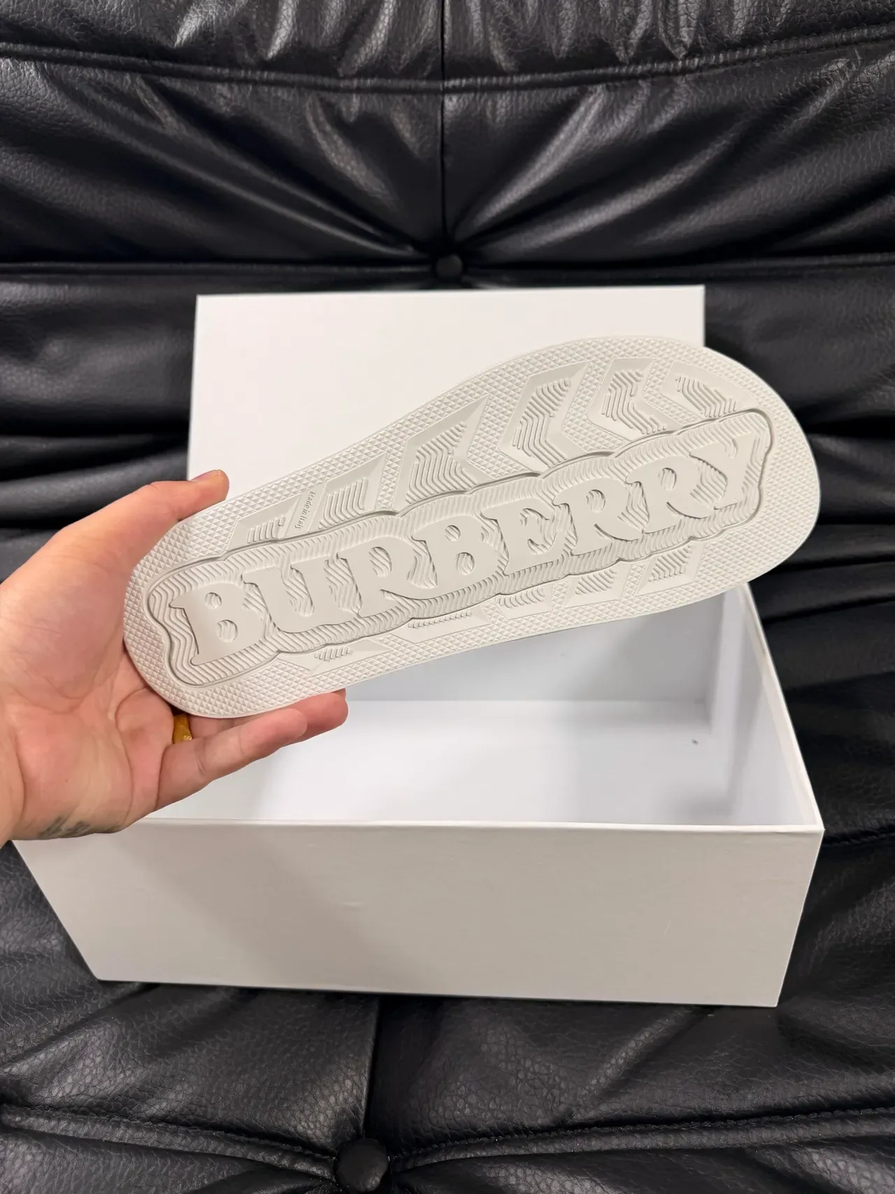 Burberry Slide Beige Black Single-Strap Check-Pattern Slippers 3