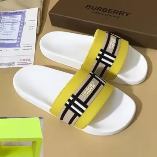 Burberry Slide Yellow White Wide Strap Slippers
