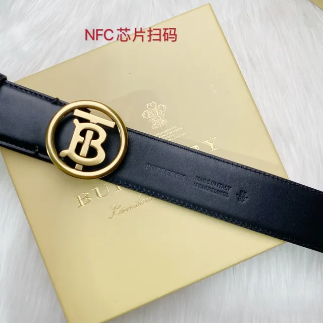 Burberry TB Monogram काला चमड़े का बेल्ट 4