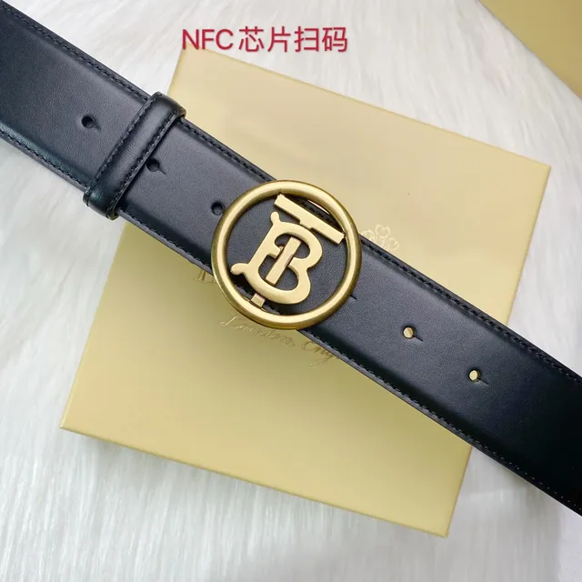 Burberry TB Monogram काला चमड़े का बेल्ट 7