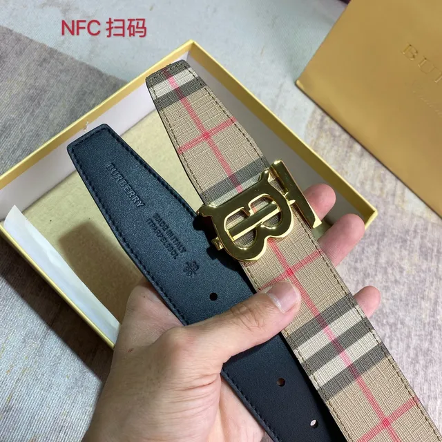 Burberry TB Monogram Check Canvas Belt 2