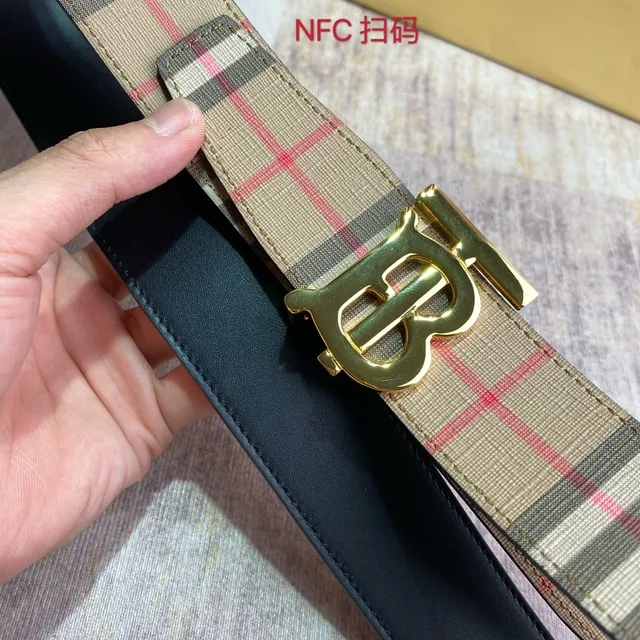 Burberry TB Monogram Check Canvas Belt 4
