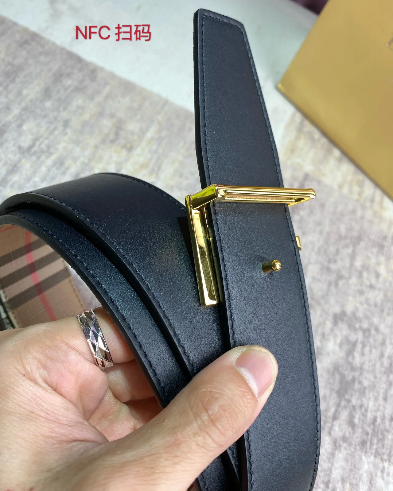 Burberry TB Monogram Check Canvas Belt 5