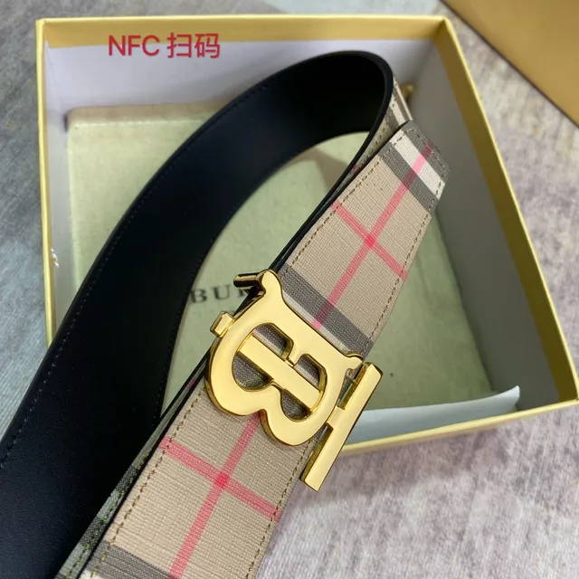 Burberry TB Monogram Check Canvas Belt 8