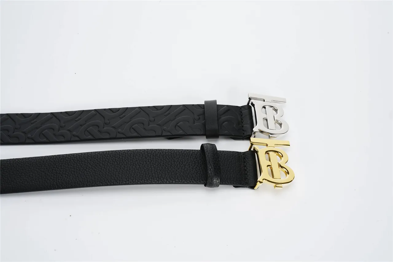 Burberry TB Monogram Embossed Black Leather Belt 2