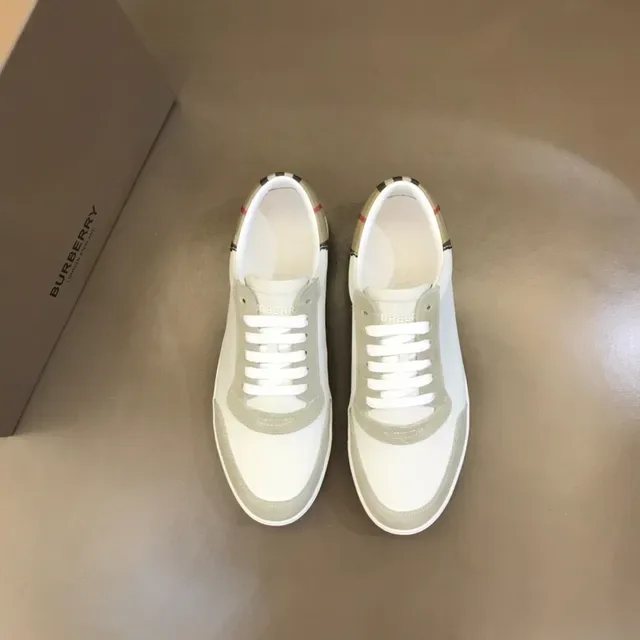 Burberry White Beige Low-Top Cuir Et Daim Lifestyle Sneakers 2