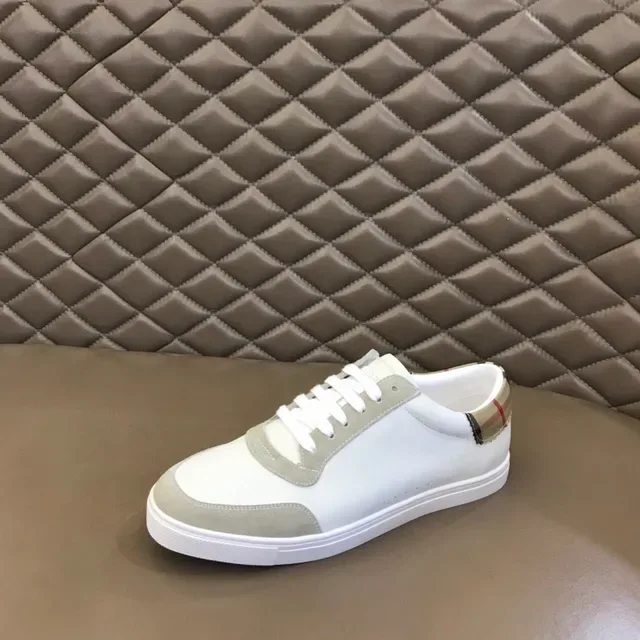 Burberry White Beige Low-Top Cuir Et Daim Lifestyle Sneakers 5