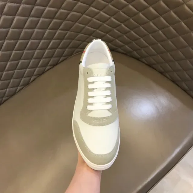 Burberry White Beige Low-Top Cuir Et Daim Lifestyle Sneakers 7