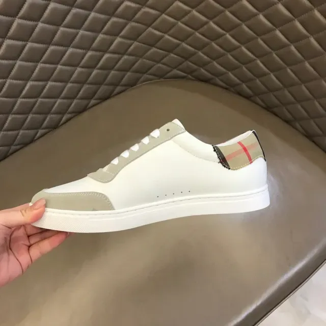 Burberry White Beige Low-Top Cuir Et Daim Lifestyle Sneakers 8