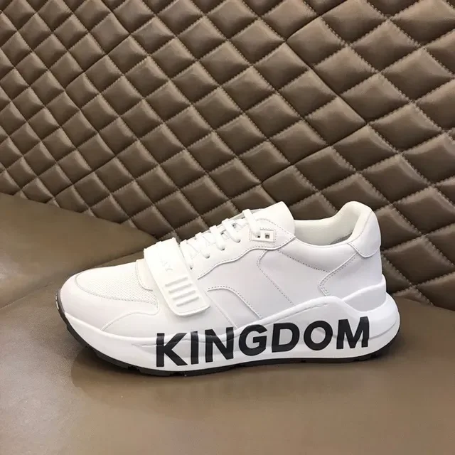 Burberry Blanc Noir Cuir et Maille Supérieure Lettrage Lateral Bold Style de Vie Sneakers 3