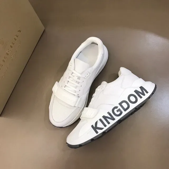 Burberry Blanc Noir Cuir et Maille Supérieure Lettrage Lateral Bold Style de Vie Sneakers 6