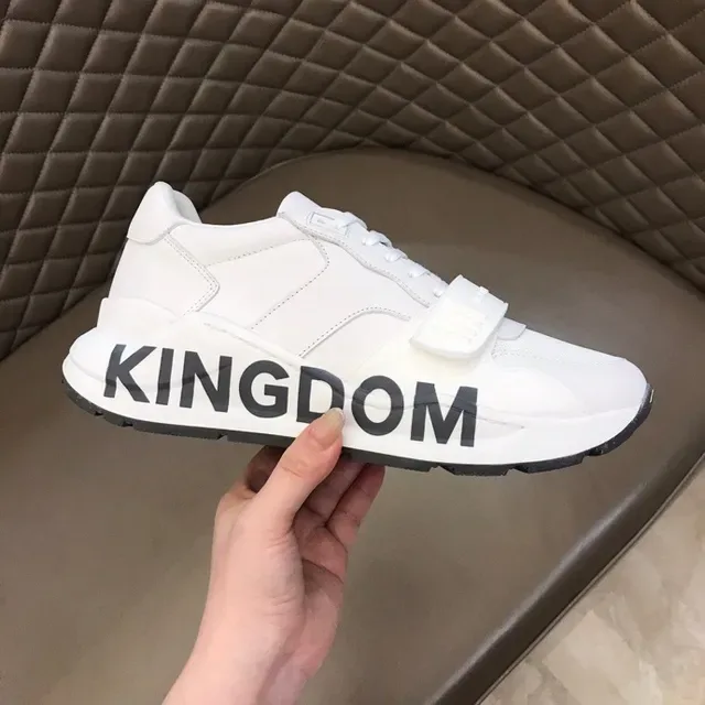 Burberry Blanc Noir Cuir et Maille Supérieure Lettrage Lateral Bold Style de Vie Sneakers 8