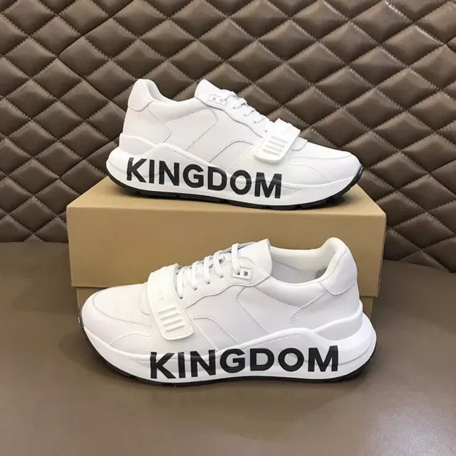 Burberry Blanc Noir Cuir et Maille Supérieure Lettrage Lateral Bold Style de Vie Sneakers 9