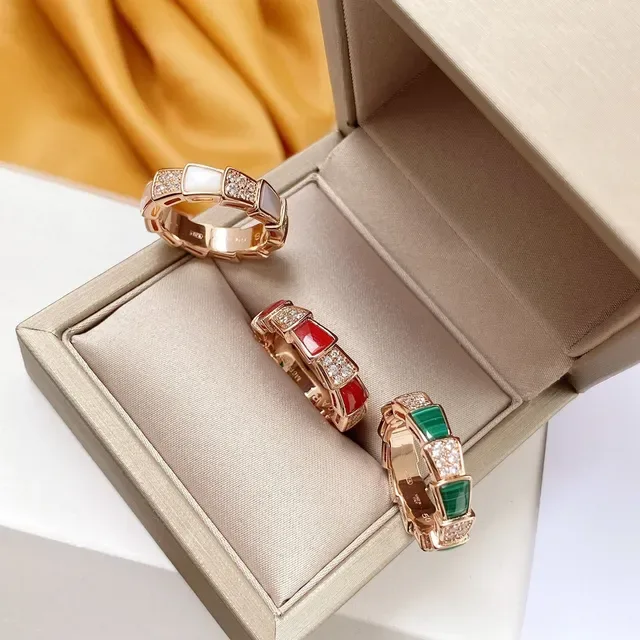 Bvlgari B.zero1 Gold Multicolor Hexagonal Segmented Band Pavé-Set Stones Ring 8