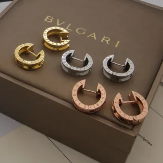 Bvlgari B.zero1 সোনা ও রুপার সি-আকৃতির হুপ খোদাইকৃত ব্র্যান্ড লেটারিং ইয়াররিংস