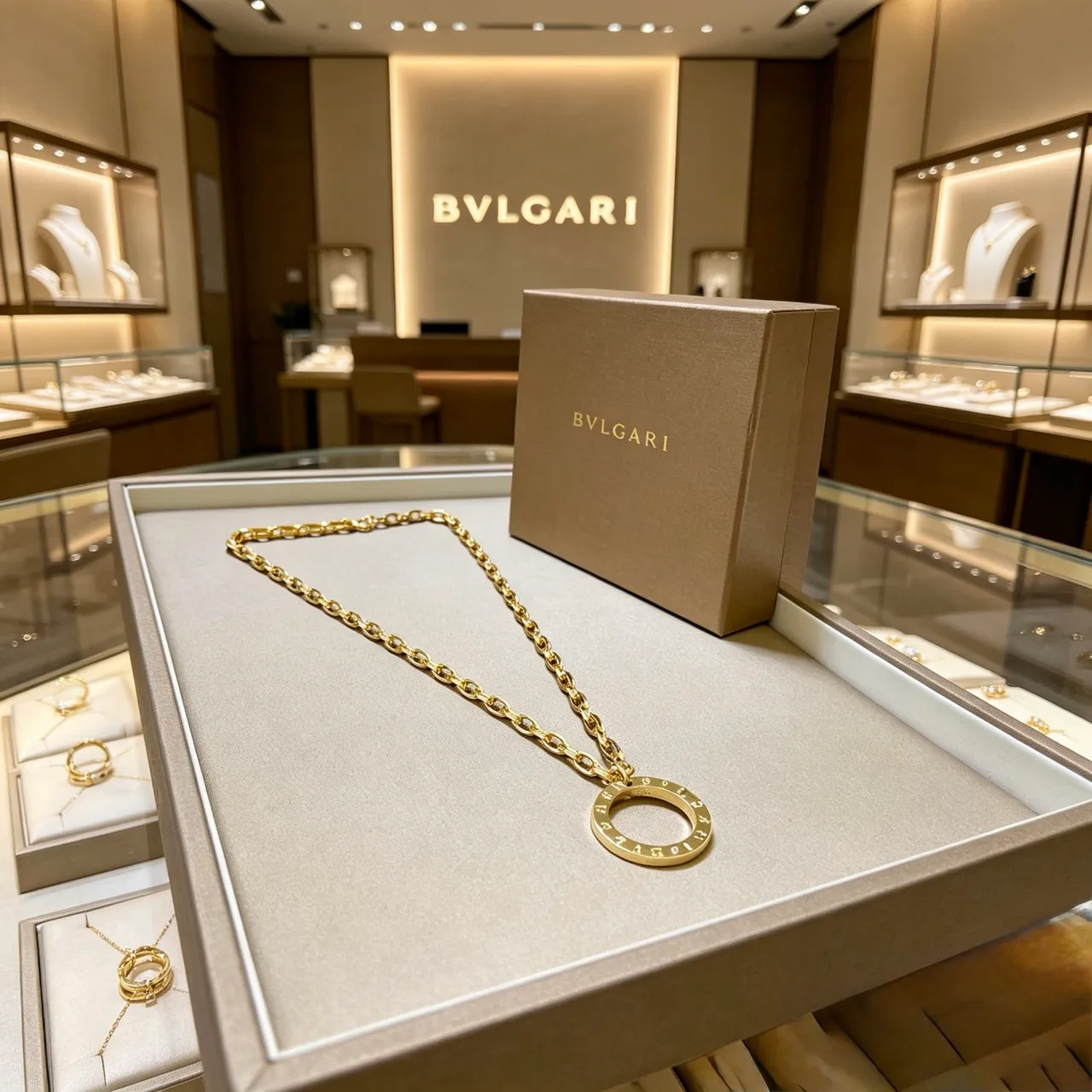 Bvlgari B.zero1 সোনালি টোনের অ্যান্ডাকার লিঙ্ক চেইন নেকলেস 4