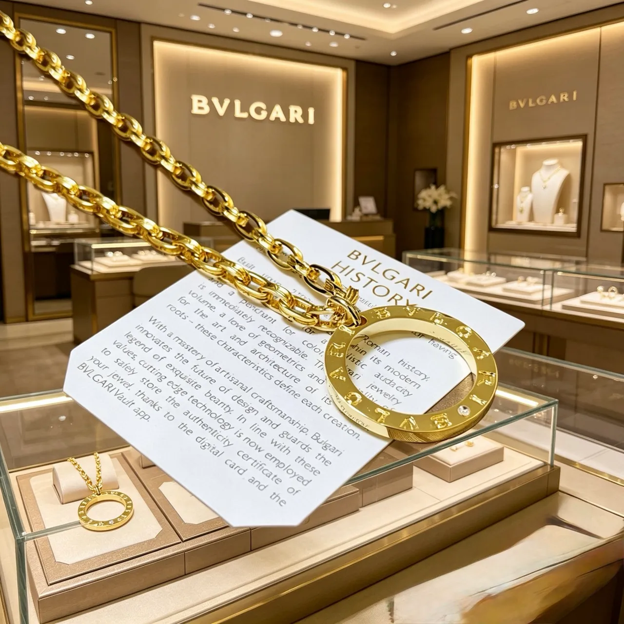 Bvlgari B.zero1 সোনালি টোনের অ্যান্ডাকার লিঙ্ক চেইন নেকলেস 5