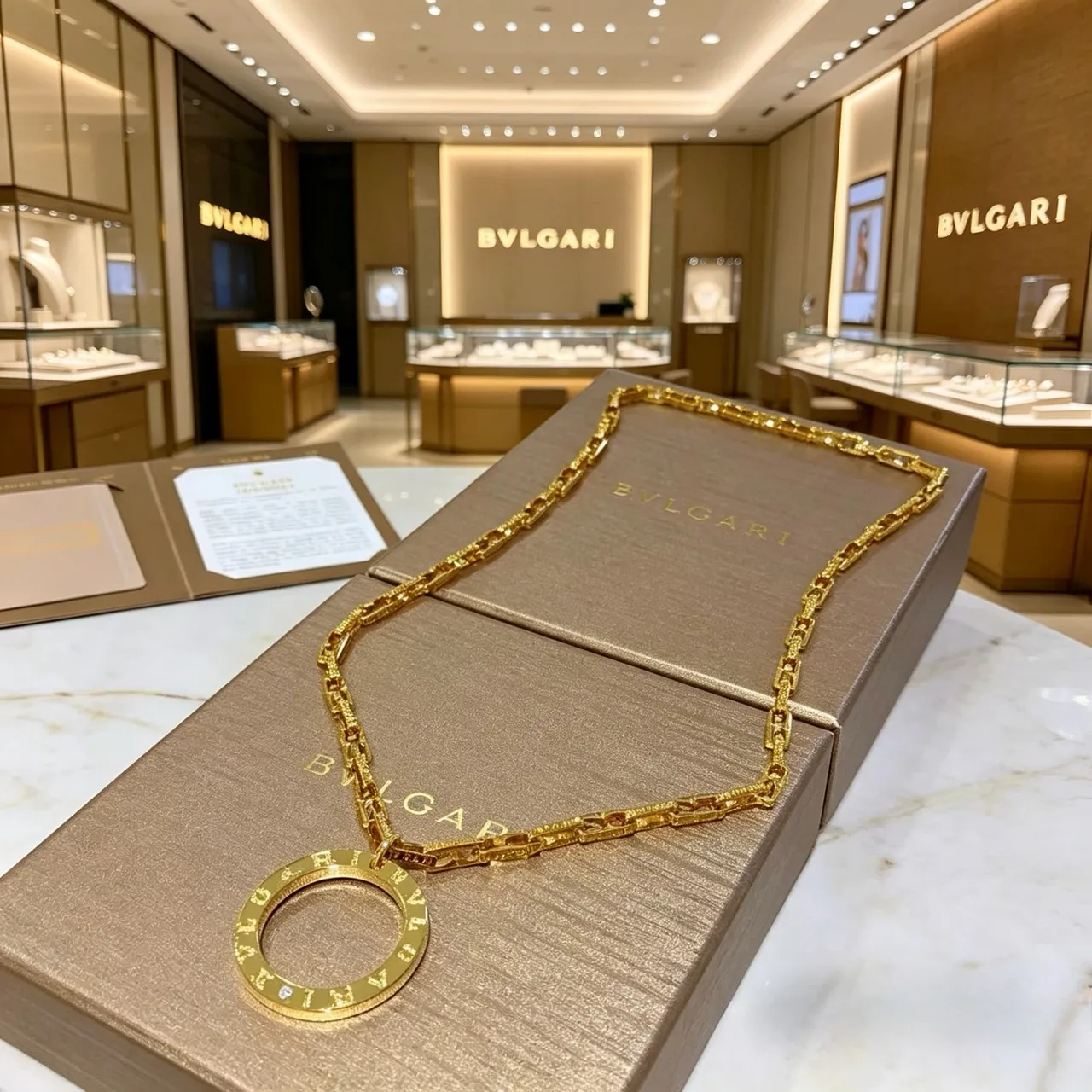 Bvlgari B.zero1 সোনালি টোনের অ্যান্ডাকার লিঙ্ক চেইন নেকলেস 6