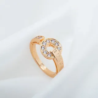 Bvlgari B.zero1 互锁圆环 Pavé 玫瑰金戒指