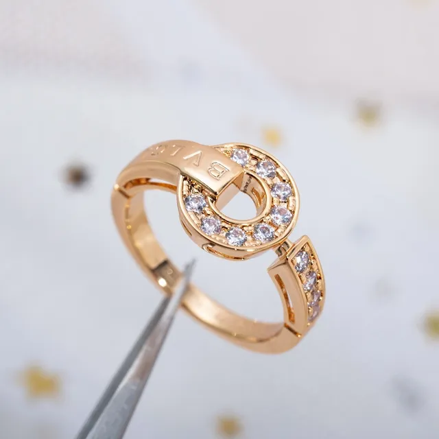 Bvlgari B.zero1 Interlocking Circle Pavé Rose Gold Ring 5