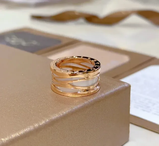 Bvlgari B.zero1 Multi-Band Ceramic and Rose Gold Ring 6