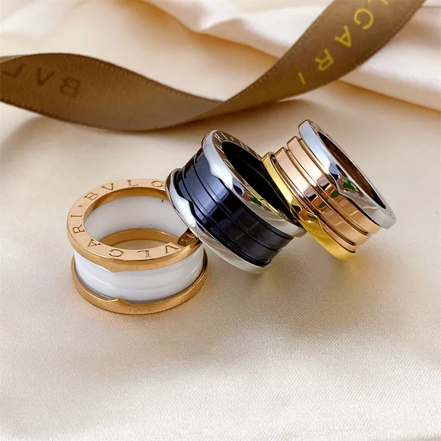 Bvlgari B.zero1 Multi-Band Gold-Tone and Black Ceramic Ring 2
