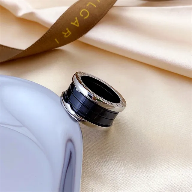 Bvlgari B.zero1 Multi-Band Gold-Tone and Black Ceramic Ring 7