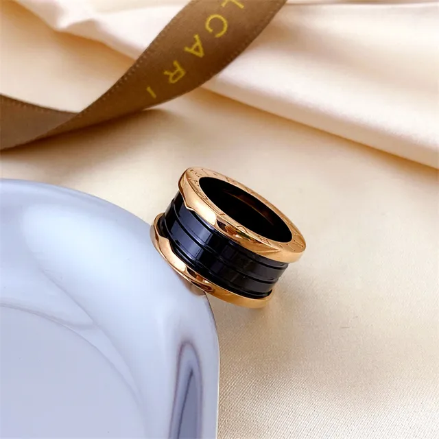 Bvlgari B.zero1 Multi-Band Gold-Tone and Black Ceramic Ring 8